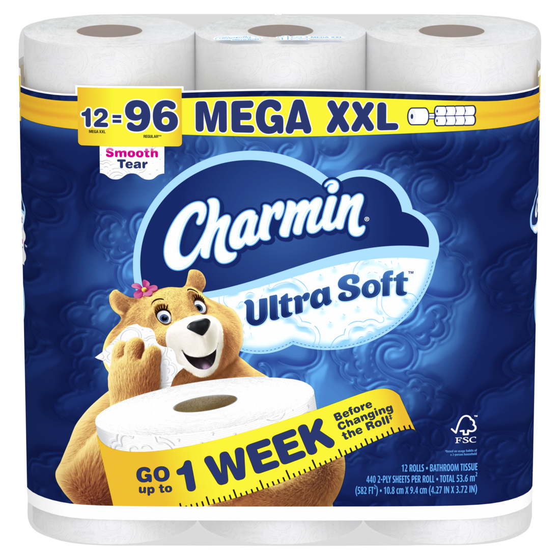 Charmin Ultra Soft Toilet Paper Mega XXL Rolls - (12x440)ct/2pk