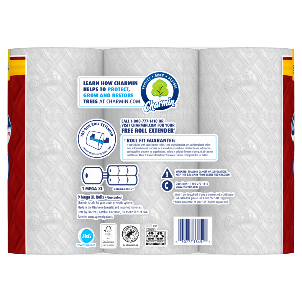 Charmin Toilet Paper Ultra Strong 9 Mega XL Rolls 2-Ply Bath Tissue 330 Sheets Per Roll - 9ct/4pk