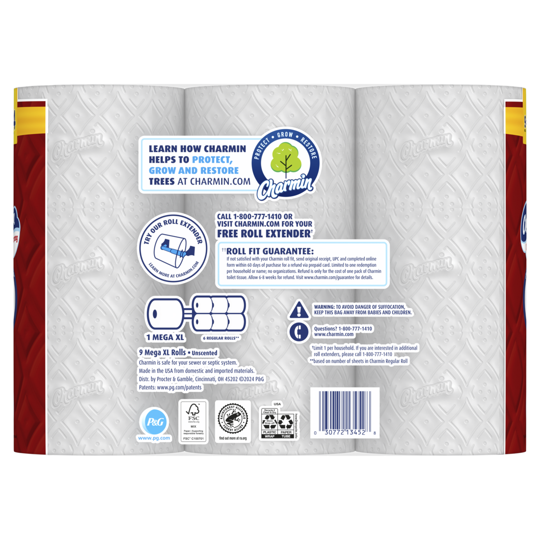 Charmin Toilet Paper Ultra Strong 9 Mega XL Rolls 2-Ply Bath Tissue 330 Sheets Per Roll - 9ct/4pk