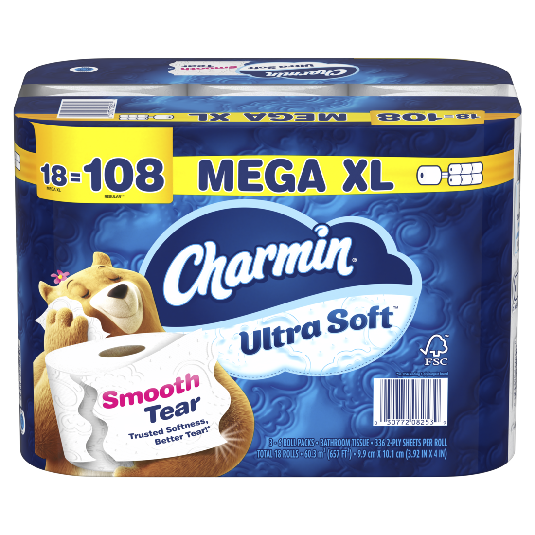 Charmin Ultra Soft Toilet Paper Mega XL Rolls 336 sheets per roll - 18ct/1pk