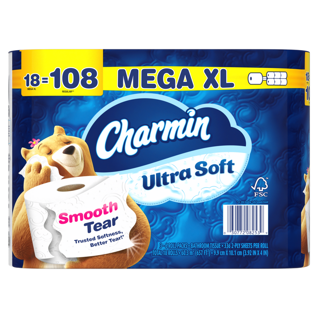 Charmin Ultra Soft Toilet Paper Mega XL Rolls 336 sheets per roll - 18ct/1pk