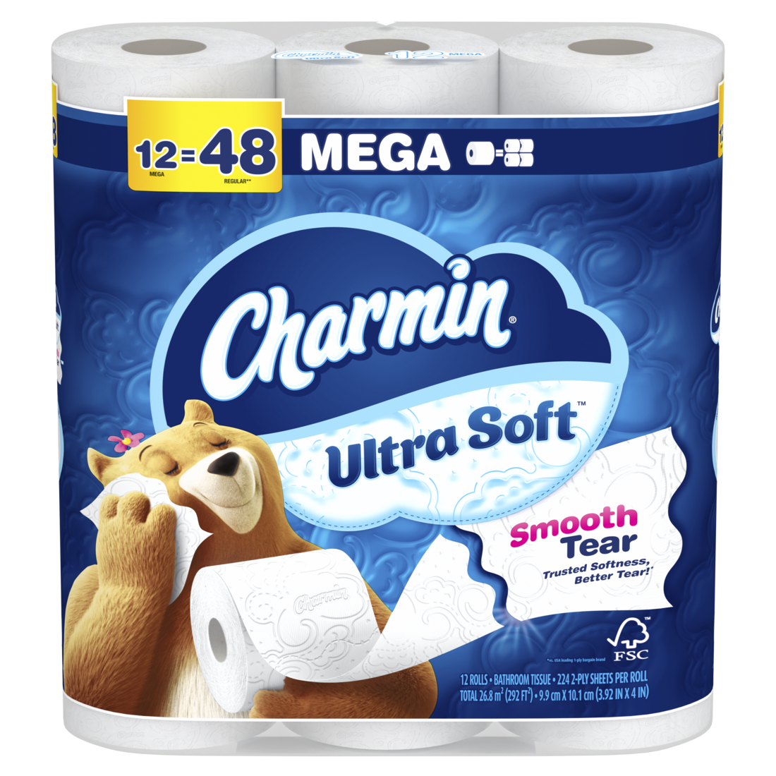 Charmin Ultra Soft Toilet Paper Mega Rolls - (12x224)ct/4pk