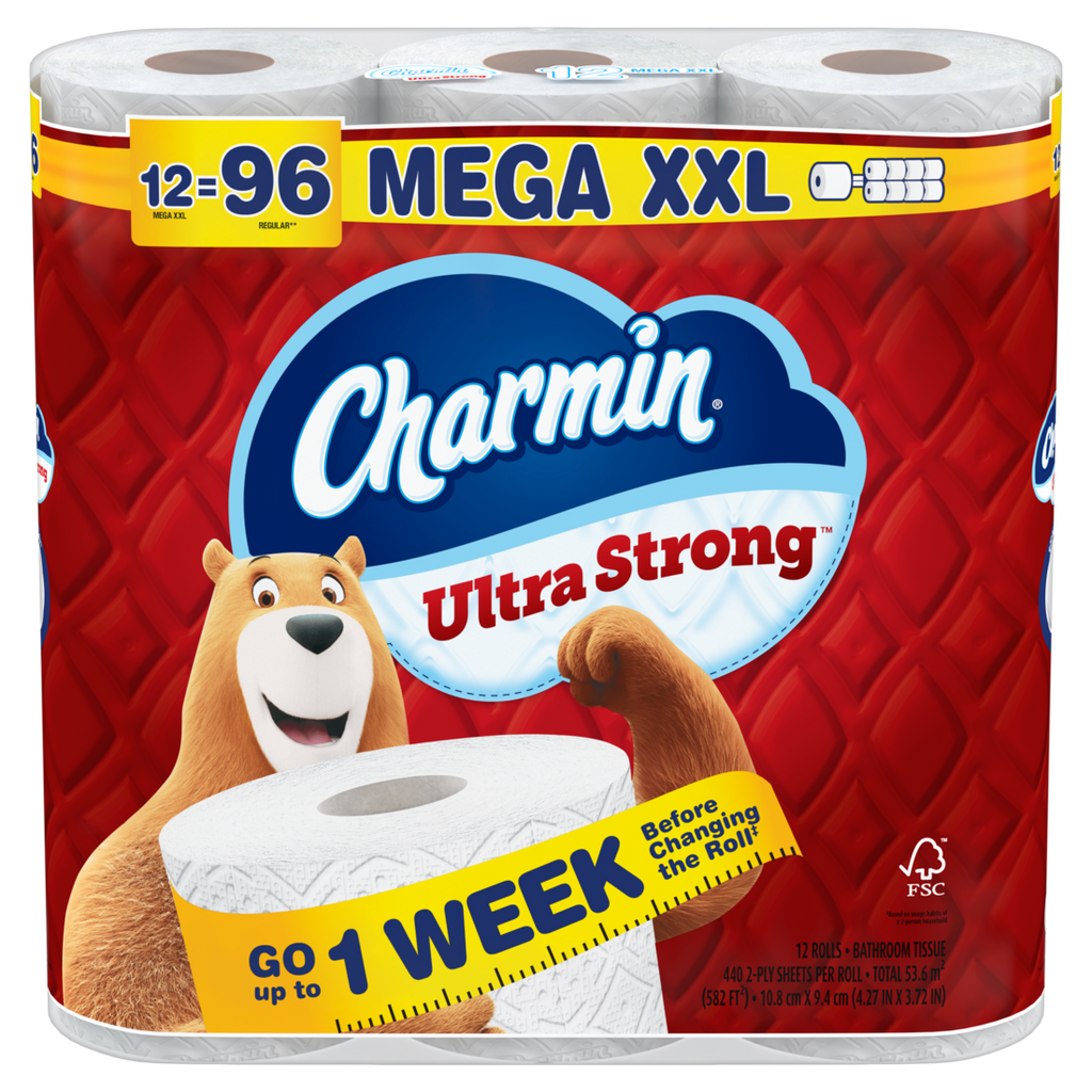 Charmin Toilet Paper Ultra Strong 12 Mega XXL Rolls 2-Ply Bath Tissue 440 Sheets Per Roll - 12ct/2pk