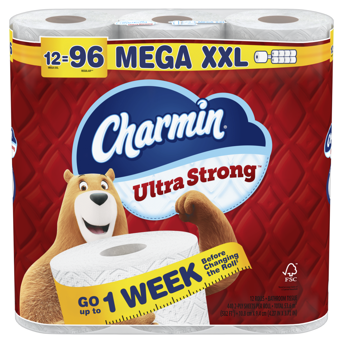 Charmin Toilet Paper Ultra Strong 12 Mega XXL Rolls 2-Ply Bath Tissue 440 Sheets Per Roll - 12ct/2pk