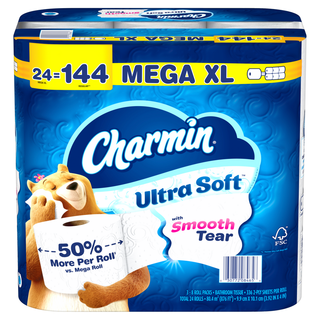Charmin Ultra Soft Toilet Paper Mega XL Rolls 336 sheets per roll - 24ct/1pk