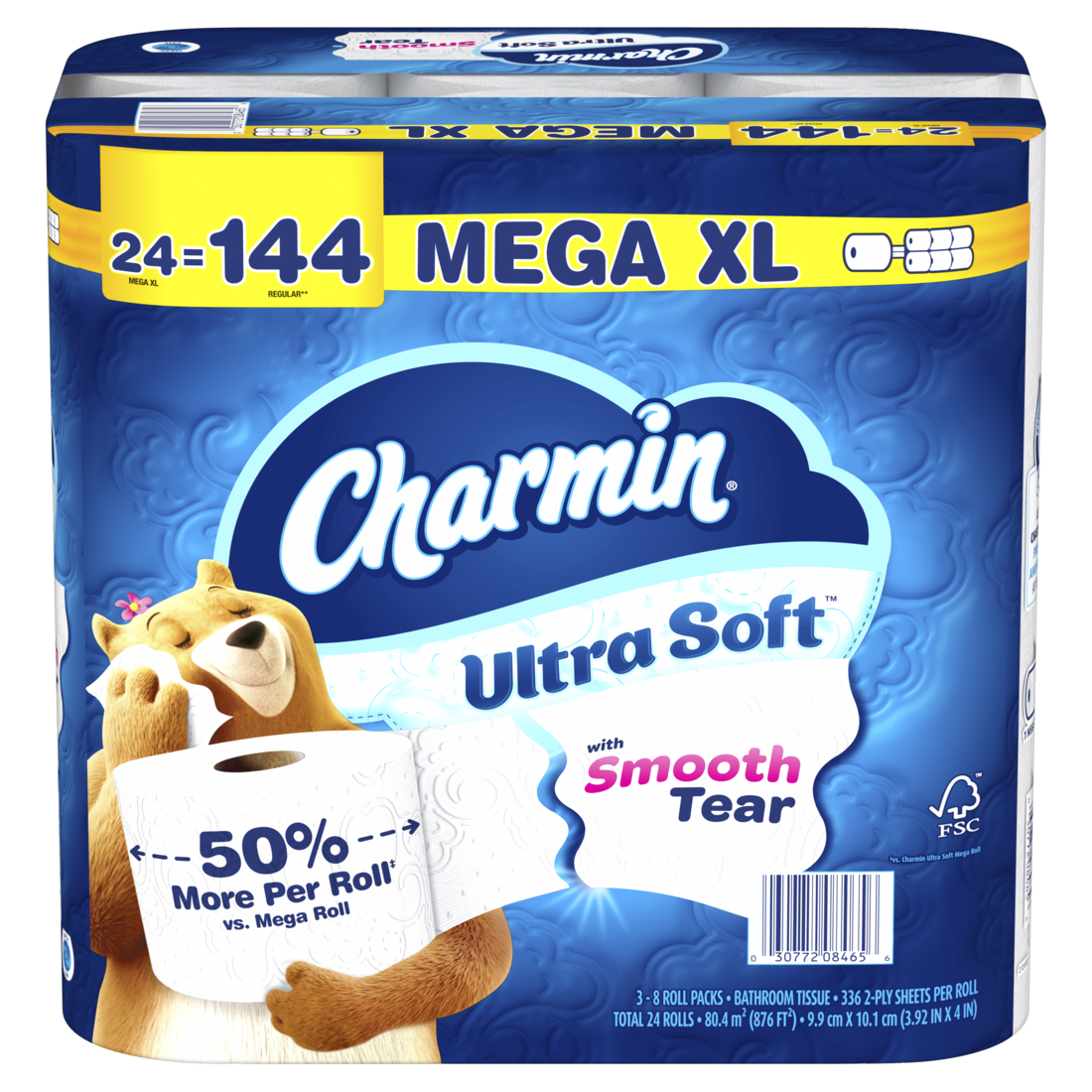 Charmin Ultra Soft Toilet Paper Mega XL Rolls 336 sheets per roll - 24ct/1pk