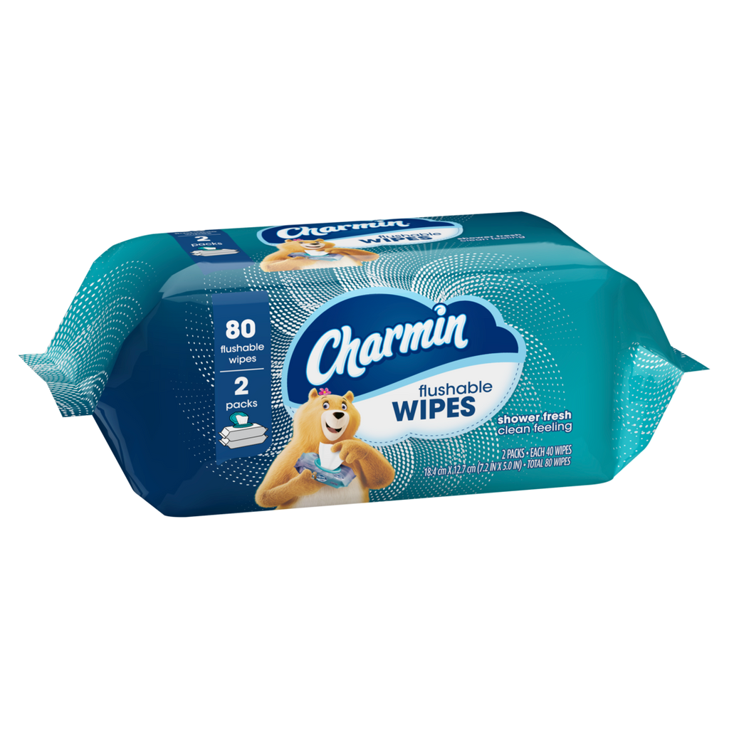 Charmin Wet Wipes Flushable 2 Packs 40 Wipes Per Pack - 80ct/6pk