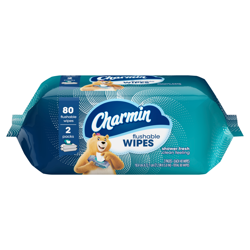 Charmin Wet Wipes Flushable 2 Packs 40 Wipes Per Pack - 80ct/6pk