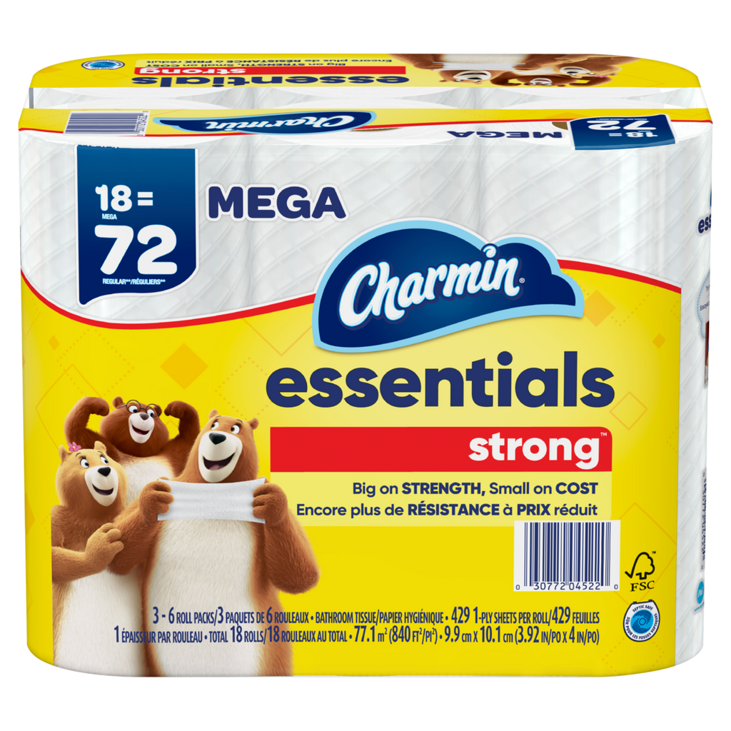 Charmin Essentials Strong Toilet Paper 18 Mega Rolls 429 Sheets Per Roll - 18ct/1pk