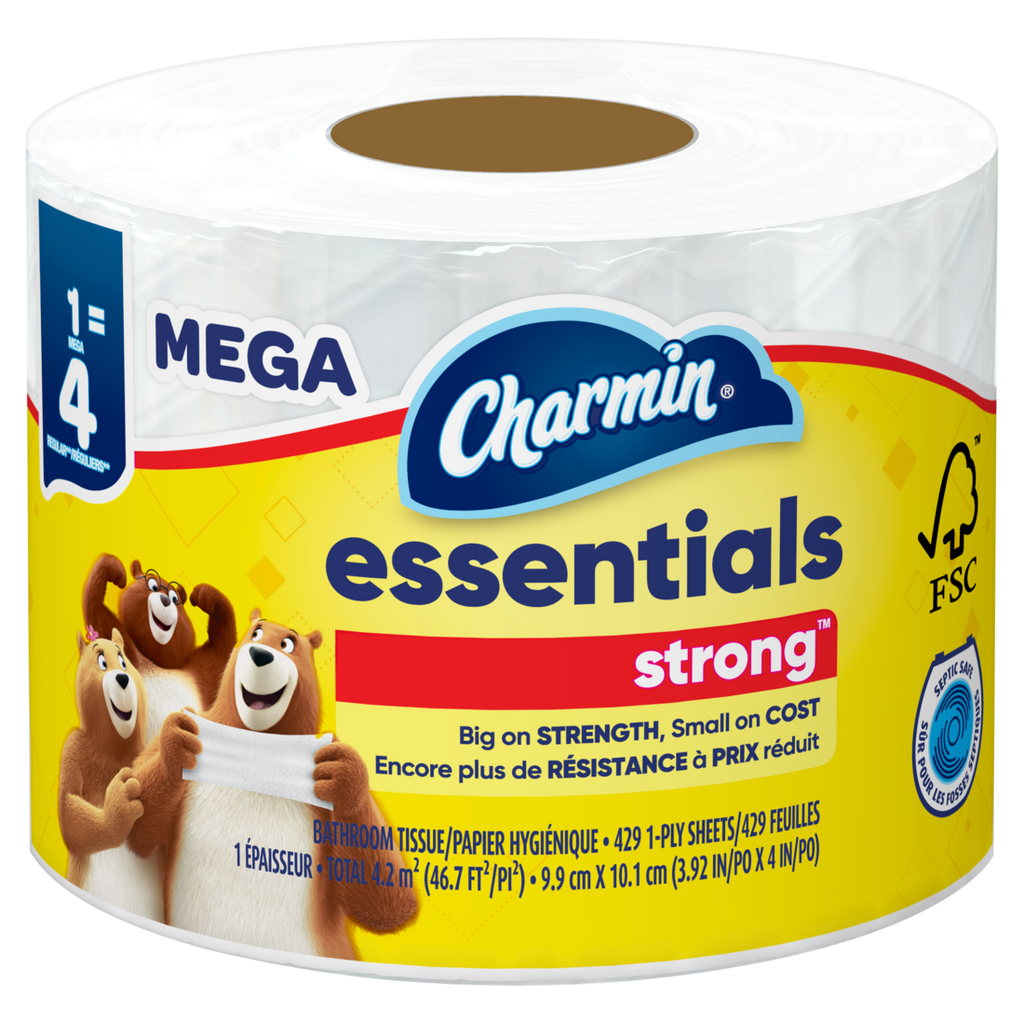 Charmin Essentials Strong Toilet Paper 1 Mega Roll 429 Sheets Per Roll - 1ct/36pk