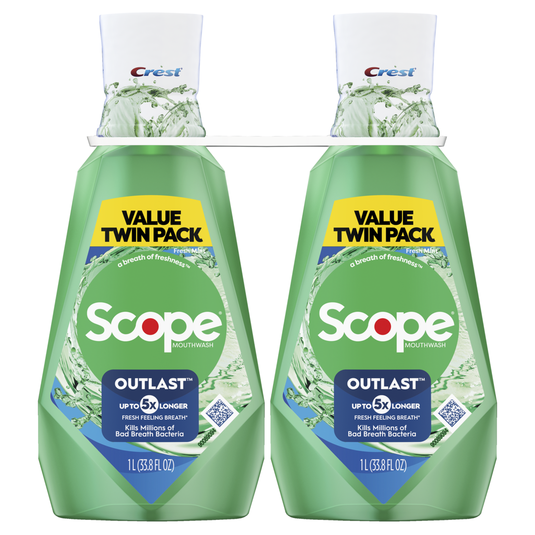 Crest Scope Outlast Mouthwash Fresh Mint Twin Pack - (2x33.8)oz/3pk