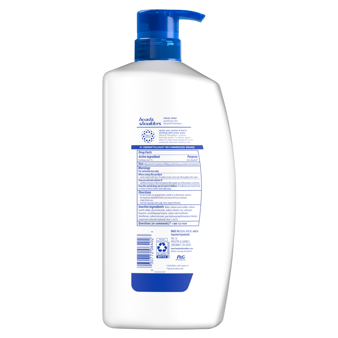 Head And Shoulders Dandruff Shampoo Anti-Dandruff Treatment Classic Clean For Daily Use Paraben Free - 28.2oz/4pk