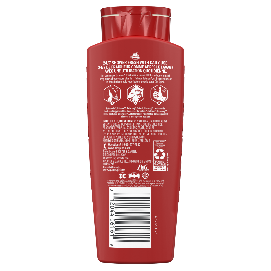 Old Spice Cleansing Body Wash For Men 24/7 Shower Fresh With Lasting Scent 2-in-1 Body And Face Wash Rich Lather Batman Black Cherry And Nightfall Scent - 24oz/4pk