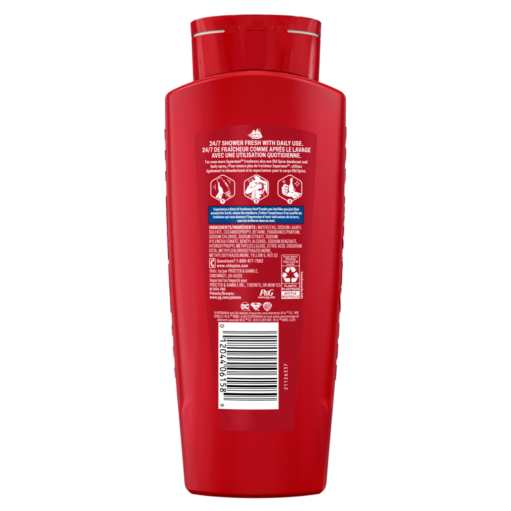 Old Spice Cleansing Body Wash For Men 24/7 Shower Fresh With Lasting Scent 2-in-1 Body And Face Wash Rich Lather Superman Bright Citrus And Cosmos Scent - 24oz/4pk