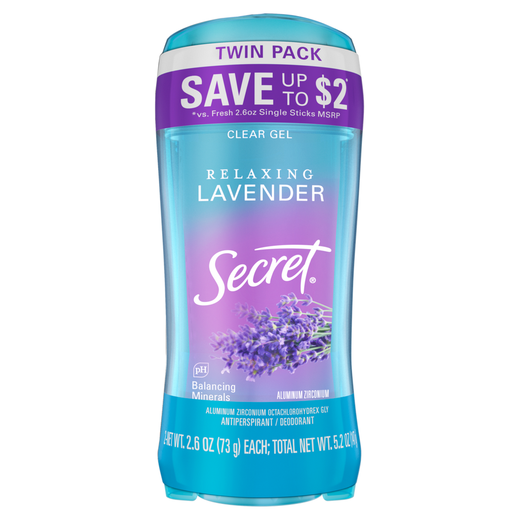 Secret Fresh Clear Gel Antiperspirant And Deodorant For Women Lavender Pack Of 2 - (2x2.6)oz/6pk