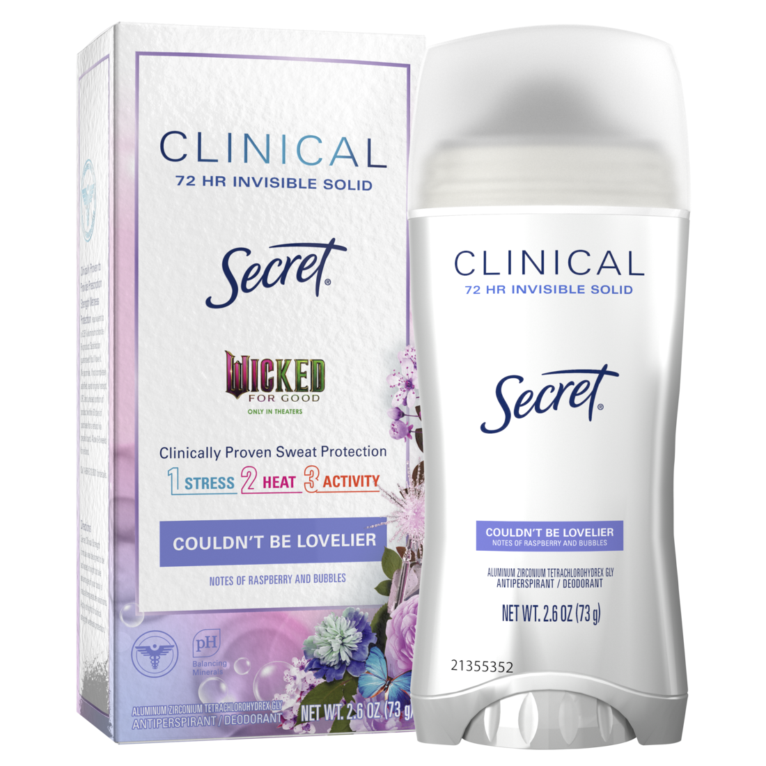 Secret Clinical Invisible Solid Antiperspirant & Deodorant for Women Couldn't be Lovelier Notes of Raspberry and Bubbles - 2.6oz/12pk