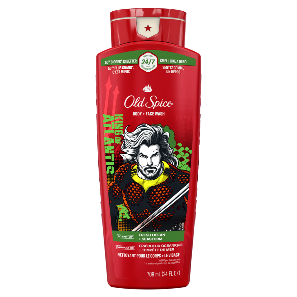 Old Spice Cleansing Body Wash For Men 24/7 Shower Fresh With Lasting Scent 2-in-1 Body And Face Wash Rich Lather Aquaman Fresh Ocean And Seastorm Scent - 24oz/4pk