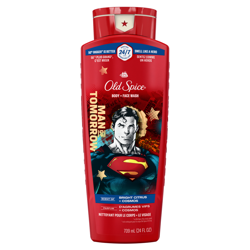Old Spice Cleansing Body Wash For Men 24/7 Shower Fresh With Lasting Scent 2-in-1 Body And Face Wash Rich Lather Superman Bright Citrus And Cosmos Scent - 24oz/4pk