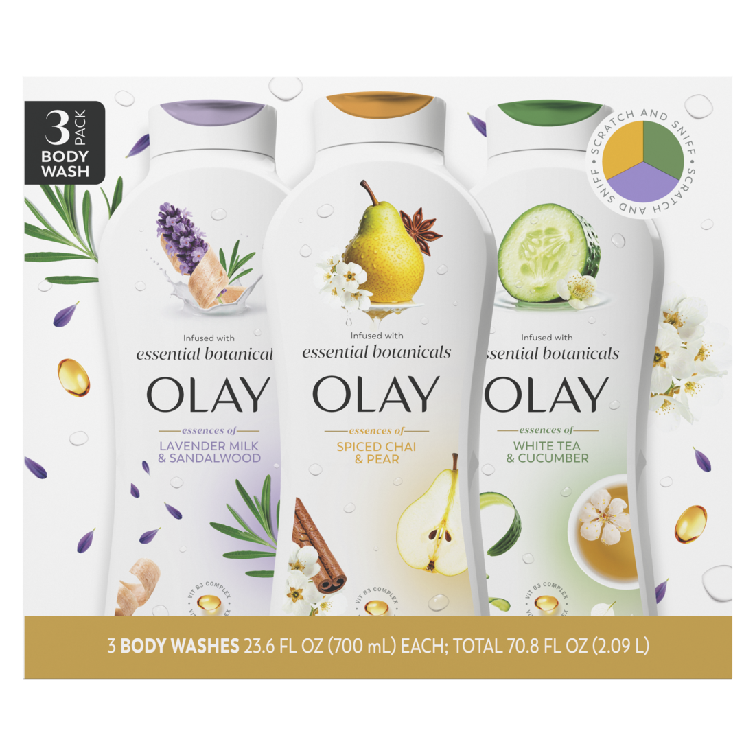 Olay Infused with Essential Botanicals Body Wash - (3x23.6)oz/240pk