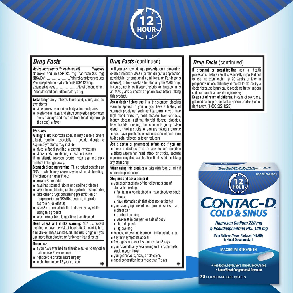 Contac-D Cold & Sinus - 24ct/24pk