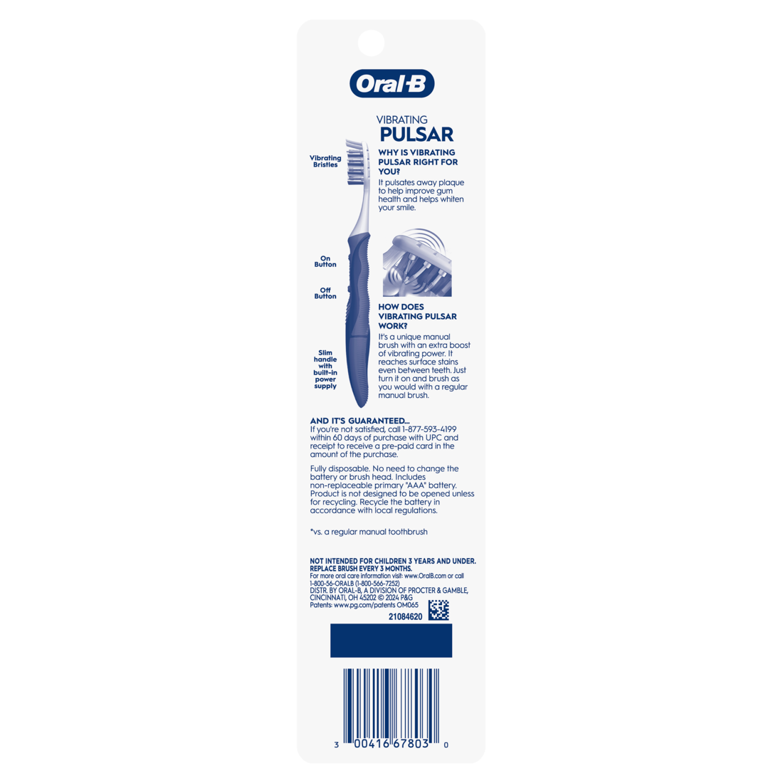 Oral-B Vibrating Expert Clean Pulsar Toothbrush Vibrating Battery Toothbrush Soft - 2ct/48pk