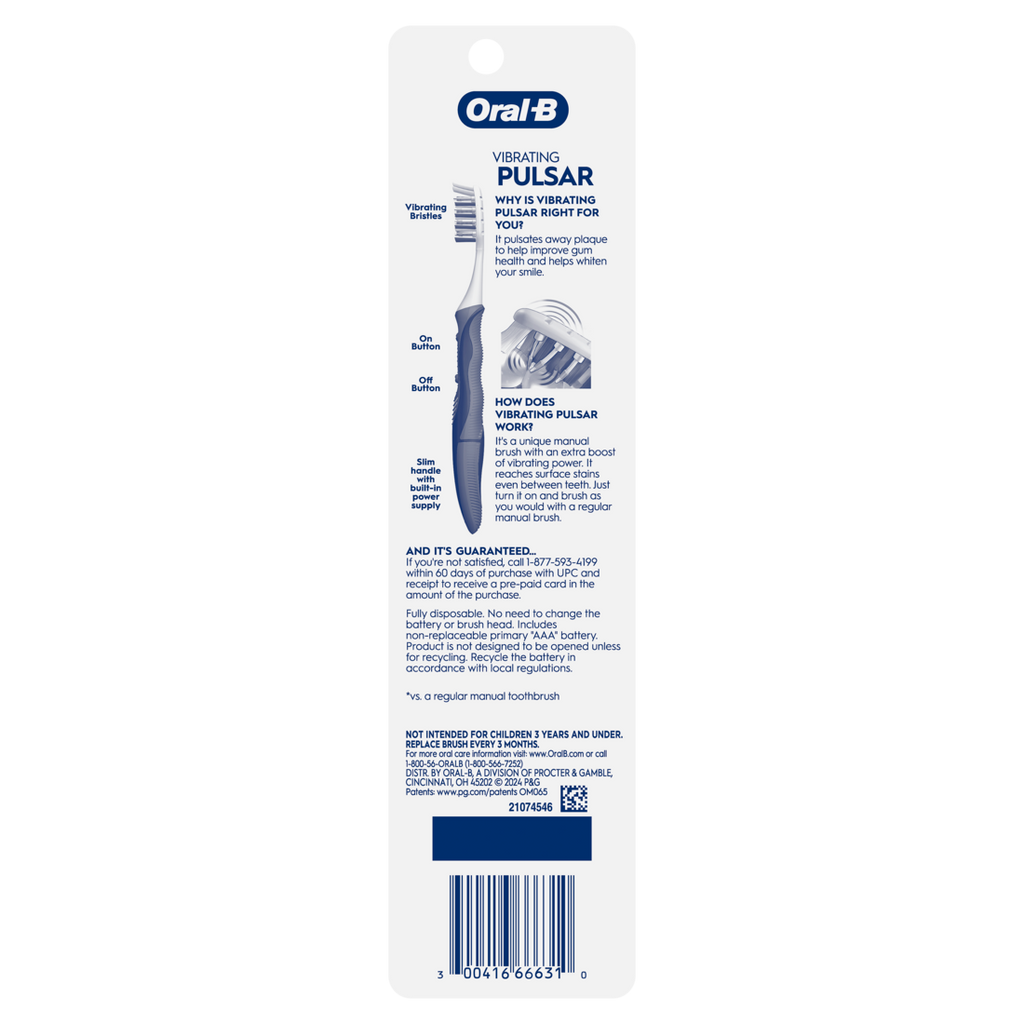 Oral-B Vibrating Expert Clean Pulsar Toothbrush Vibrating Battery Toothbrush Medium - 1ct/48pk