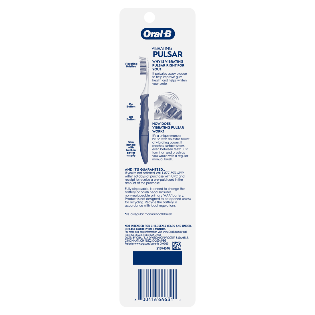 Oral-B Vibrating Expert Clean Pulsar Toothbrush Vibrating Battery Toothbrush Medium - 1ct/48pk