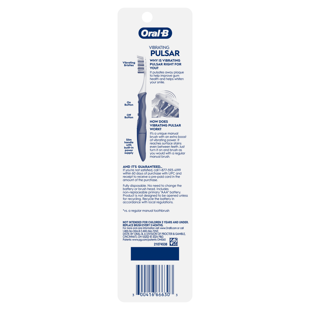 Oral-B Vibrating Expert Clean Pulsar Toothbrush Vibrating Battery Toothbrush Soft - 1ct/48pk