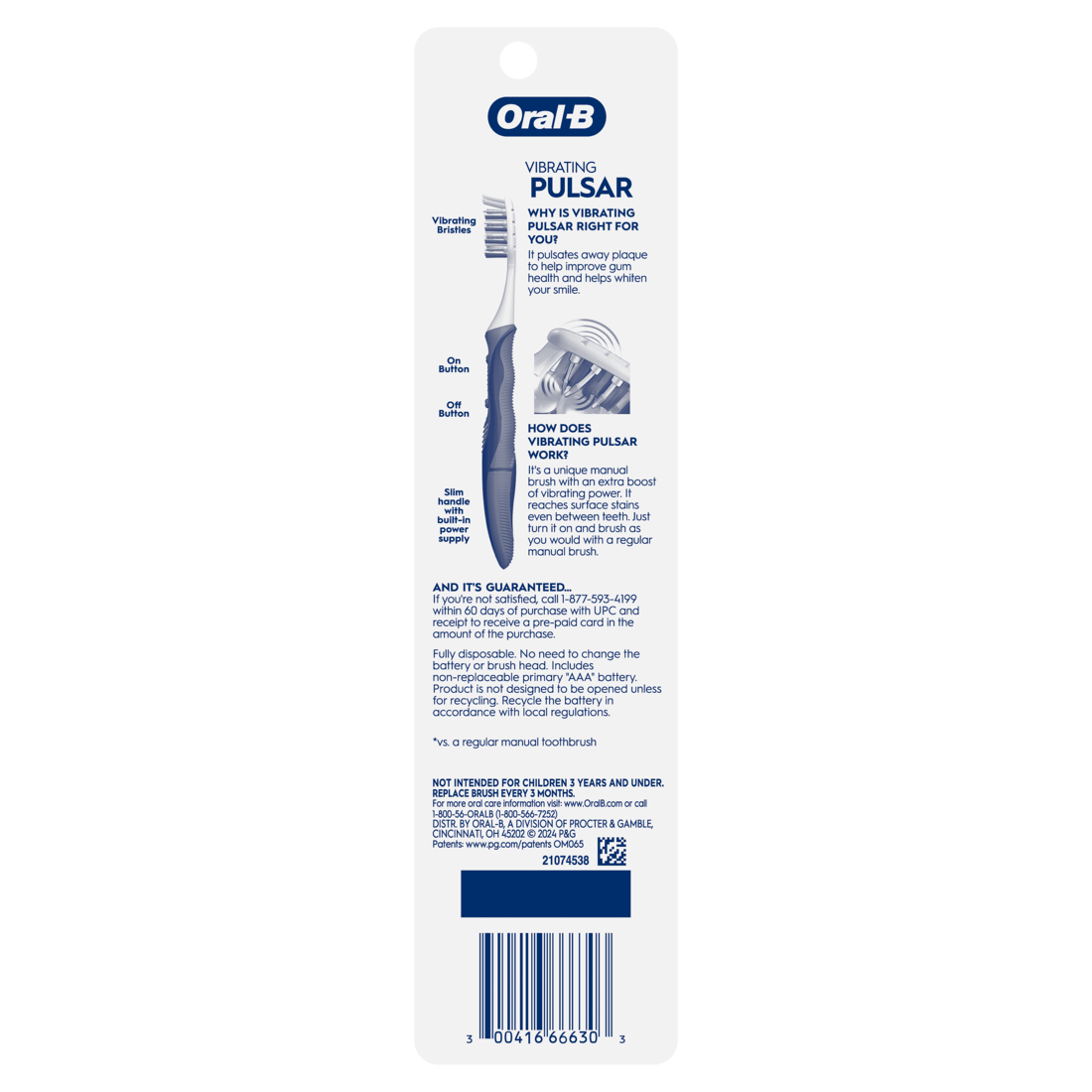 Oral-B Vibrating Expert Clean Pulsar Toothbrush Vibrating Battery Toothbrush Soft - 1ct/48pk
