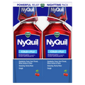 Vicks Nyquil Cold And Flu Medicine Twin Pack Cherry Flavor Relieves Nighttime Cough Sore Throat Fever Runny Nose - (2x12)oz/6pk