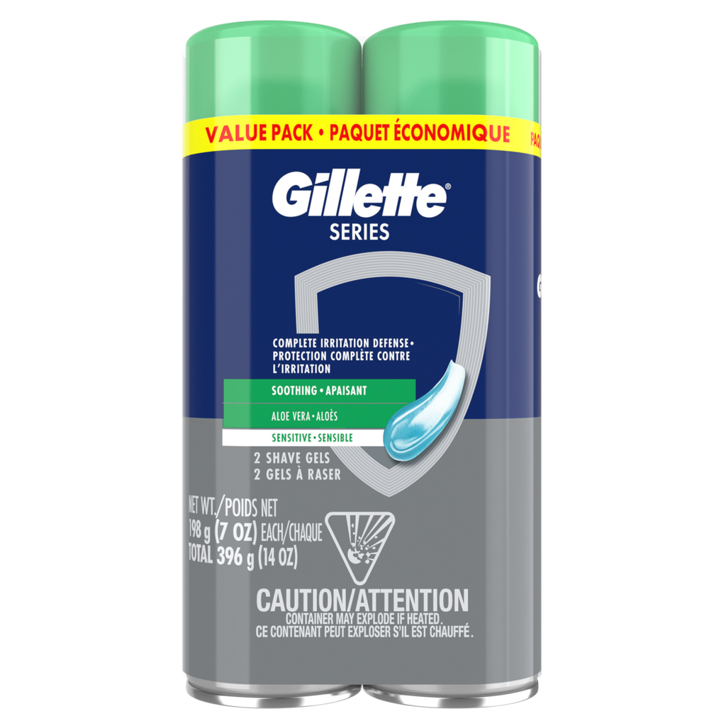 Gillette Series Soothing Shaving Gel For Men Protects Against 5 Signs Of Shaving Irritation Shave Gel With Aloe Vera Suitable For Sensitive Skin Pack Of 2 - (2x7.0)oz/3pk