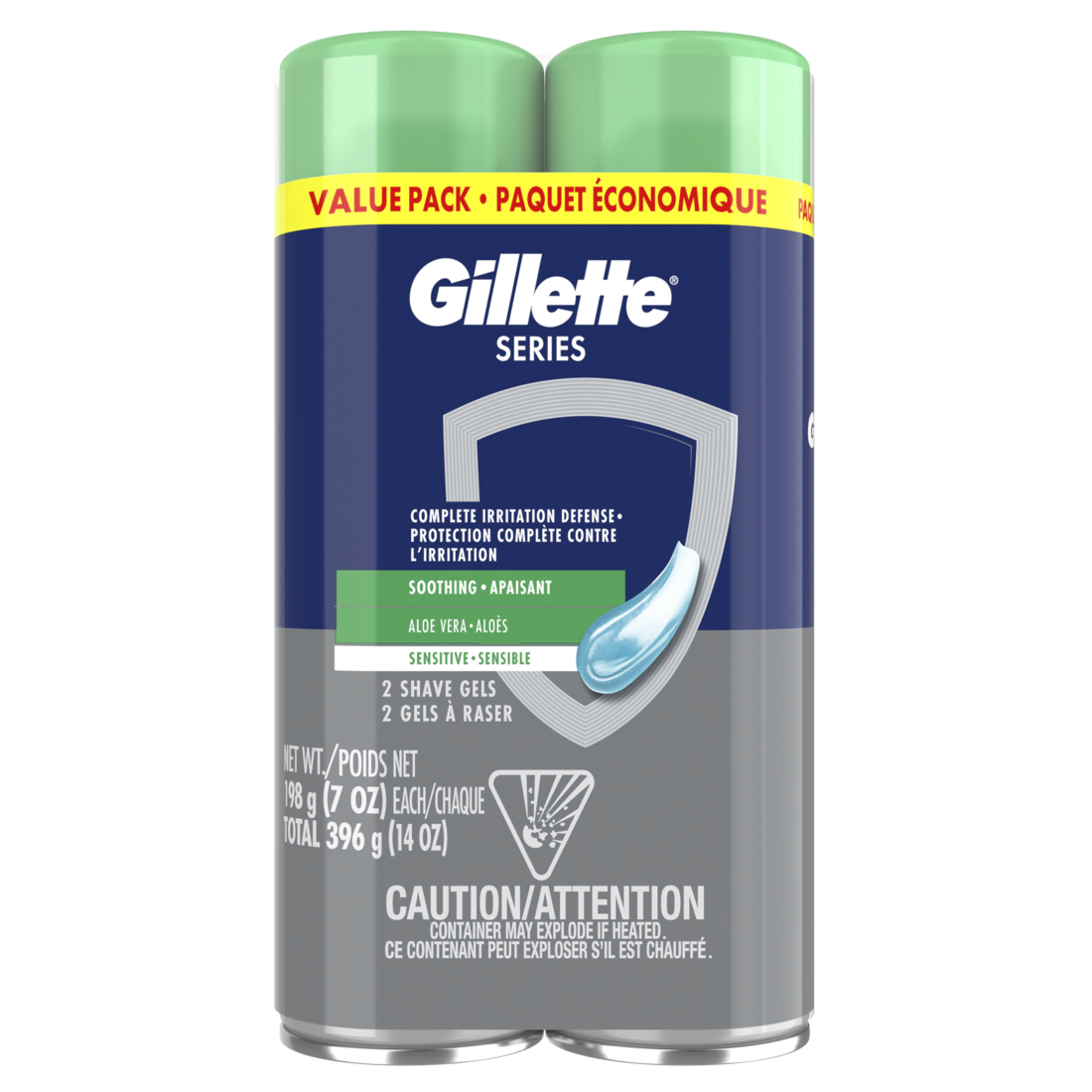 Gillette Series Soothing Shaving Gel For Men Protects Against 5 Signs Of Shaving Irritation Shave Gel With Aloe Vera Suitable For Sensitive Skin Pack Of 2 - (2x7.0)oz/3pk