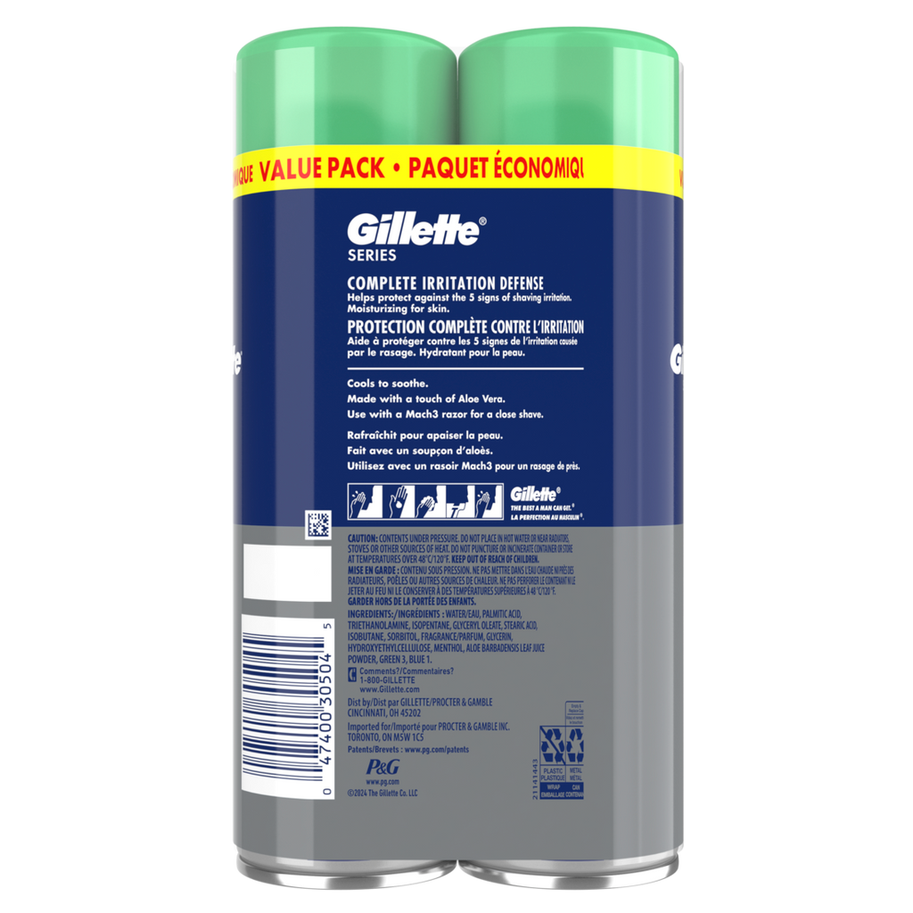 Gillette Series Soothing Shaving Gel For Men Protects Against 5 Signs Of Shaving Irritation Shave Gel With Aloe Vera Suitable For Sensitive Skin Pack Of 2 - (2x7.0)oz/3pk