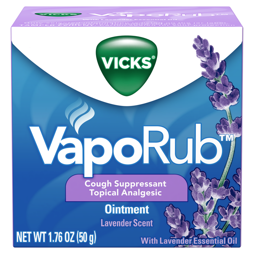 Vicks Vaporub Lavender Scent Cough Suppressant Topical Chest Rub & Analgesic Ointment Medicated Vicks Vapors Relief From Cough Due To Cold Aches & Pains - 1.76oz/36pk