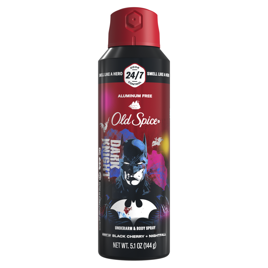 Old Spice Aluminum Free Deodorant For Men 24/7 Freshness Body Spray Long Lasting Odor Protection Smell Like A Hero Batman Black Cherry And Nightfall Scent - 5.1oz/12pk