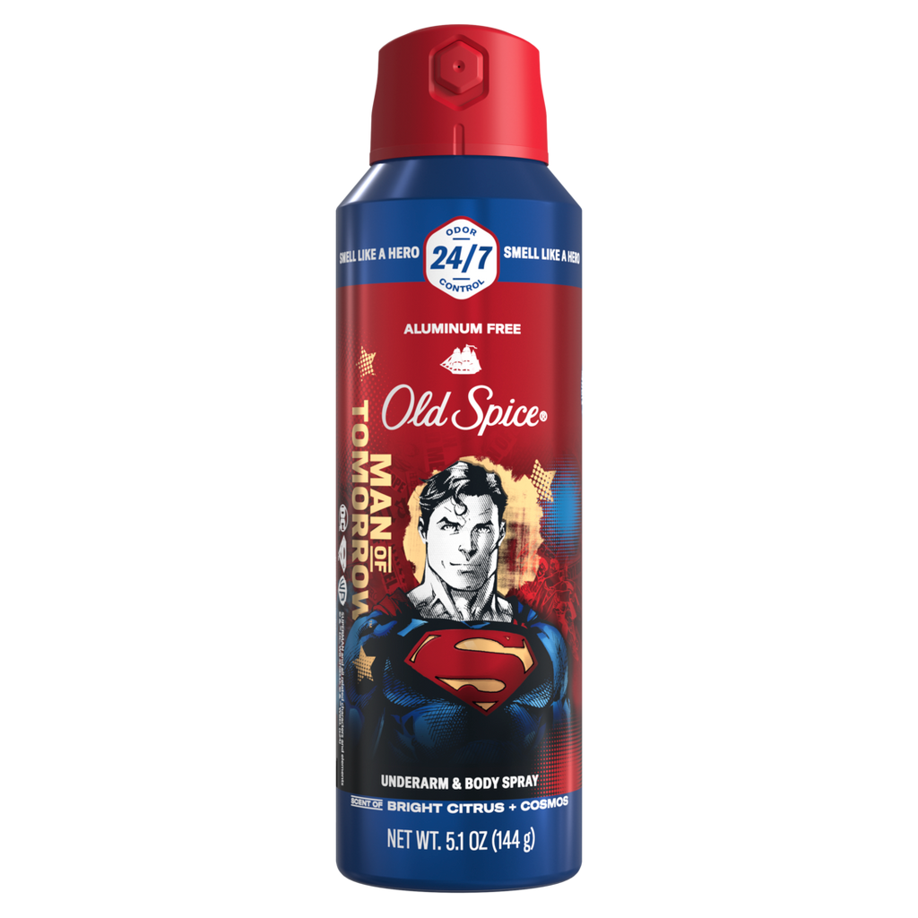 Old Spice Aluminum Free Deodorant for Men 24/7 Freshness Body Spray Long Lasting Odor Protection Smell Like a Hero Superman Bright Citrus and Cosmos Scent - 5.1oz/12pk
