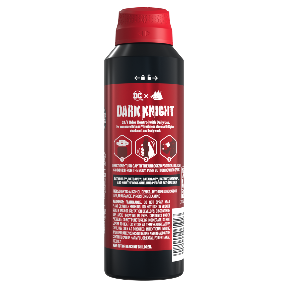 Old Spice Aluminum Free Deodorant For Men 24/7 Freshness Body Spray Long Lasting Odor Protection Smell Like A Hero Batman Black Cherry And Nightfall Scent - 5.1oz/12pk