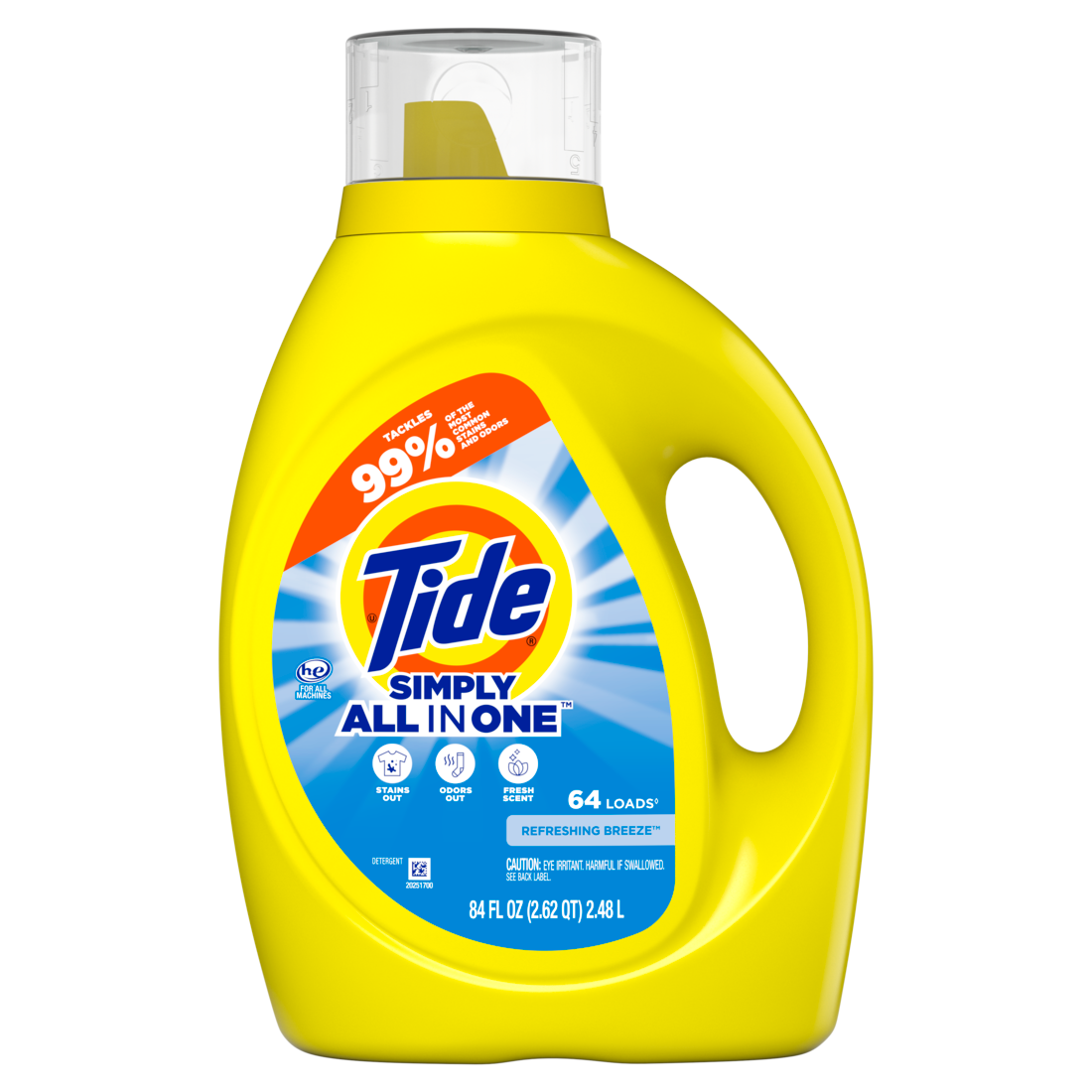 Tide Simply All-In-One Liquid Laundry Detergent Refreshing Breeze Scent 64 Loads - 84oz/4pk