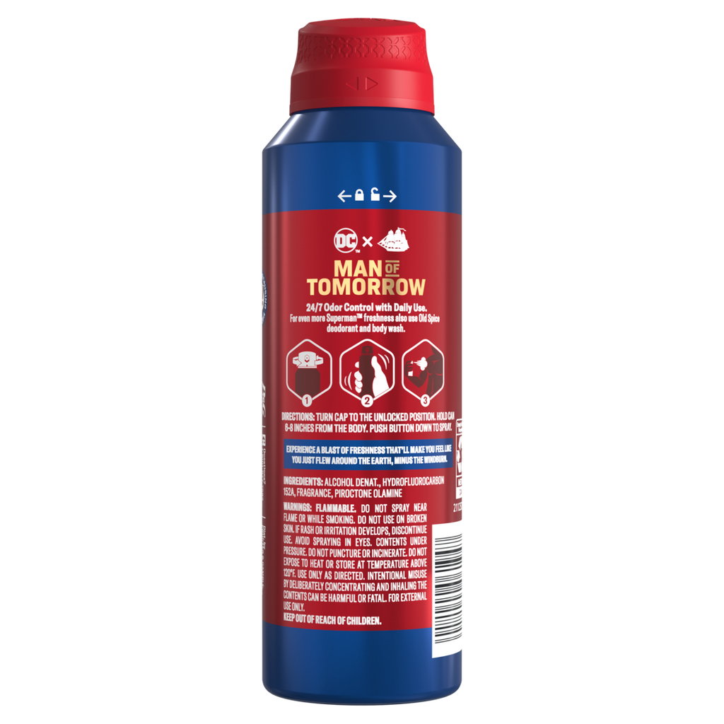 Old Spice Aluminum Free Deodorant for Men 24/7 Freshness Body Spray Long Lasting Odor Protection Smell Like a Hero Superman Bright Citrus and Cosmos Scent - 5.1oz/12pk