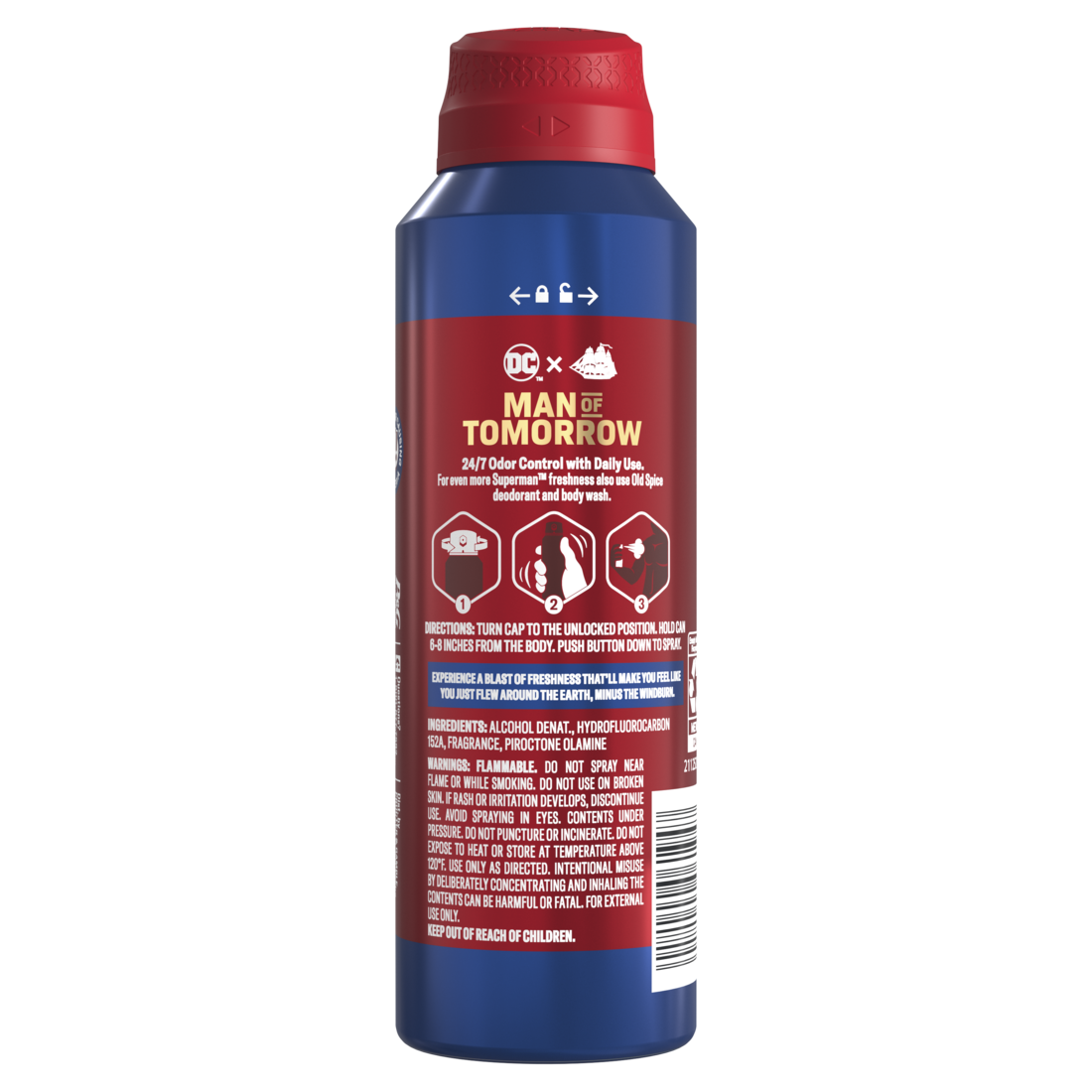 Old Spice Aluminum Free Deodorant for Men 24/7 Freshness Body Spray Long Lasting Odor Protection Smell Like a Hero Superman Bright Citrus and Cosmos Scent - 5.1oz/12pk