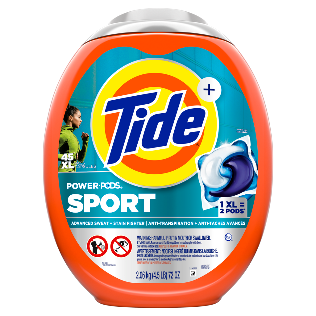 Tide Power Pods Sport Laundry Detergent PacsAdvanced Sweat + Stain Fighter Laundry Soap Detergent Pacs - 45ct/4pk
