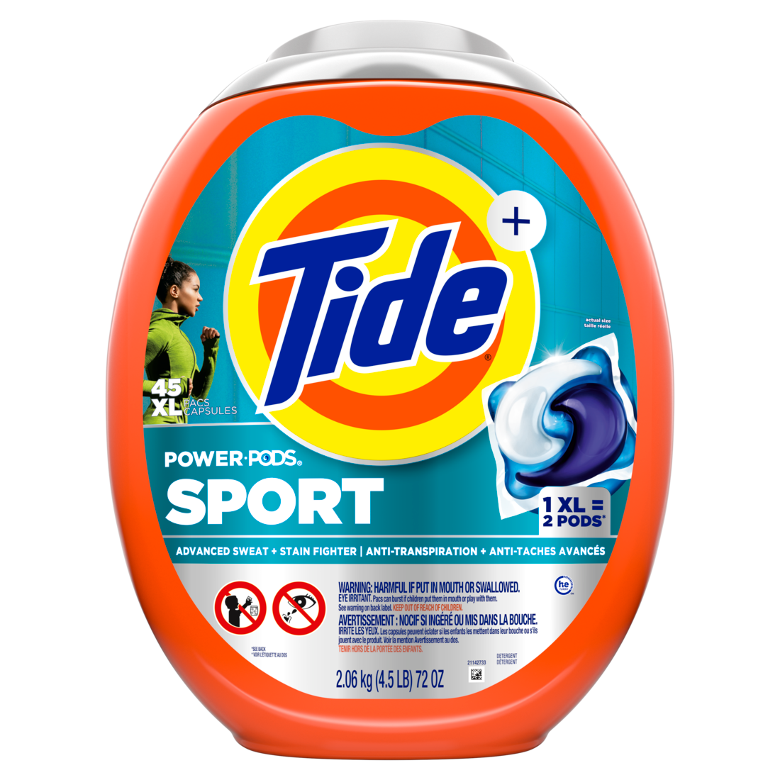 Tide Power Pods Sport Laundry Detergent PacsAdvanced Sweat + Stain Fighter Laundry Soap Detergent Pacs - 45ct/4pk