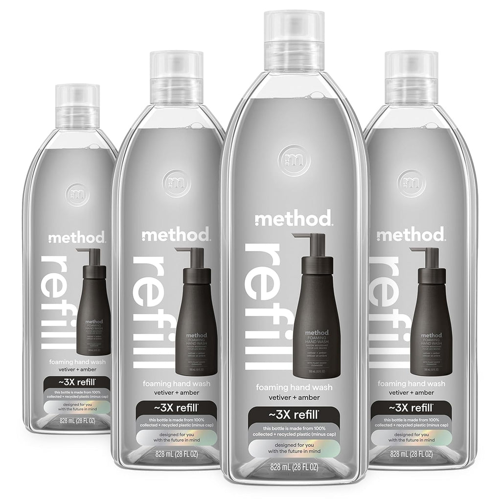 Method Foaming Hand Wash Vetiver + Amber Scent Refill - 28oz/4pk