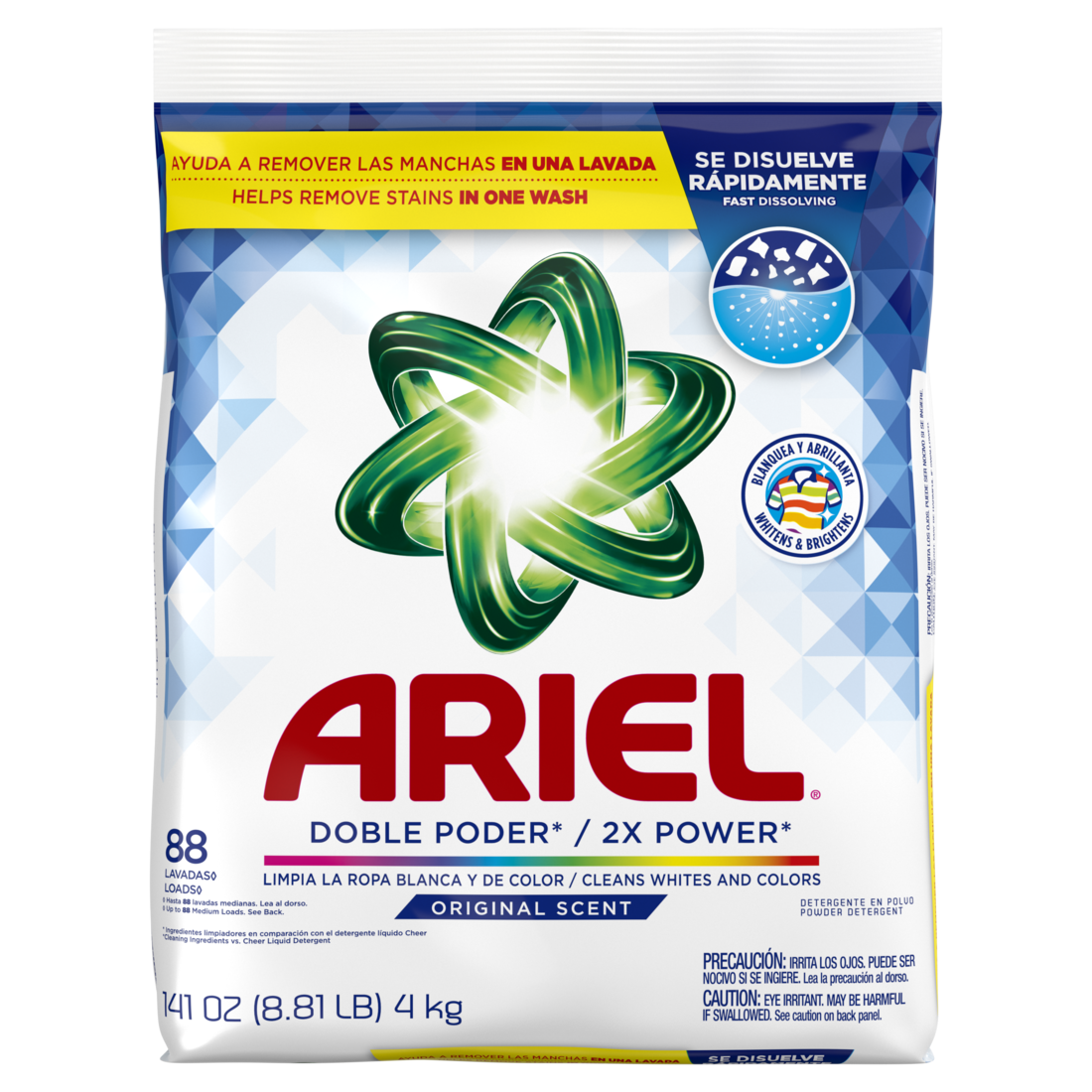 Ariel Powder Laundry Detergent Original Scent 4.0kg 88 Loads - 141oz/5pk