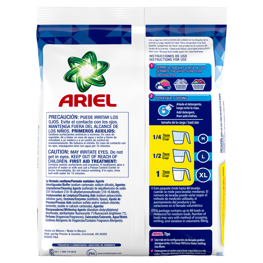 Ariel Powder Laundry Detergent Original Scent 4.0kg 88 Loads - 141oz/5pk