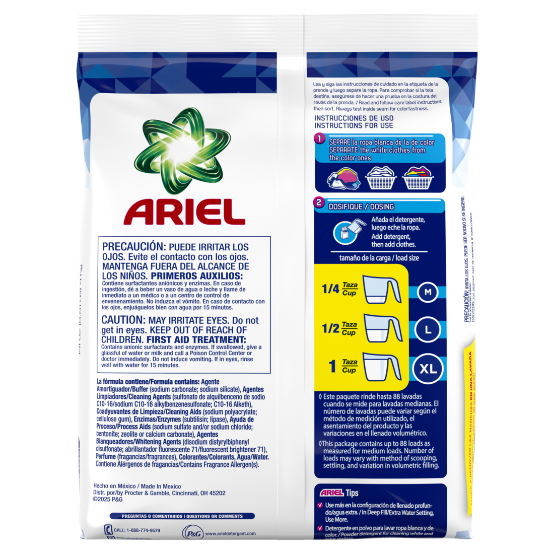 Ariel Powder Laundry Detergent Original Scent 4.0kg 88 Loads - 141oz/5pk