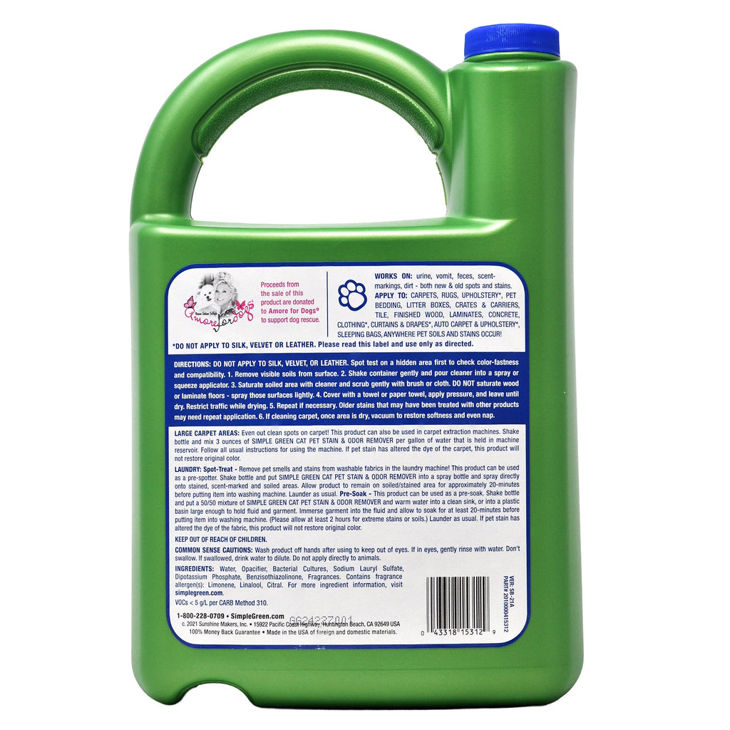 Simple Green Cat Pet Stain Odor Remover - 1gal/4pk