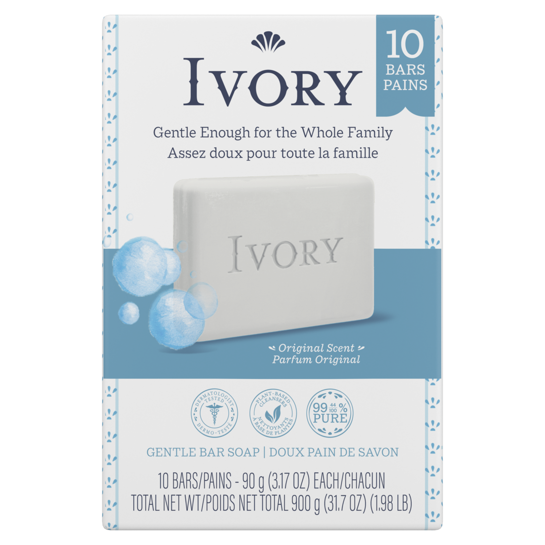 Ivory Gentle Bar Soap Original Scent - (10x3.17)oz/12pk
