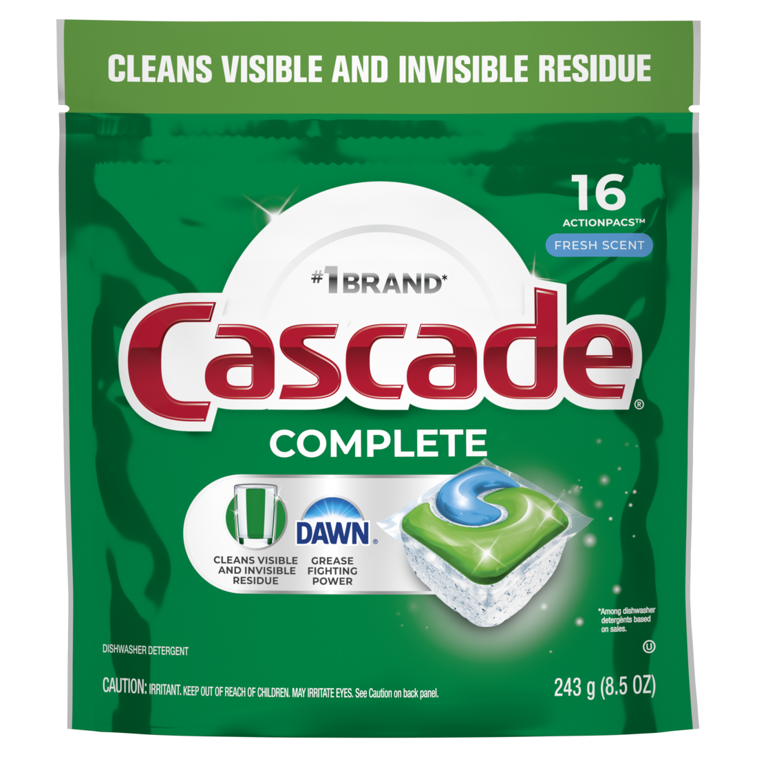 Cascade Complete Dishwasher Pods Dishwasher Detergent Dish Detergent Soap Fresh - 16ct/4pk