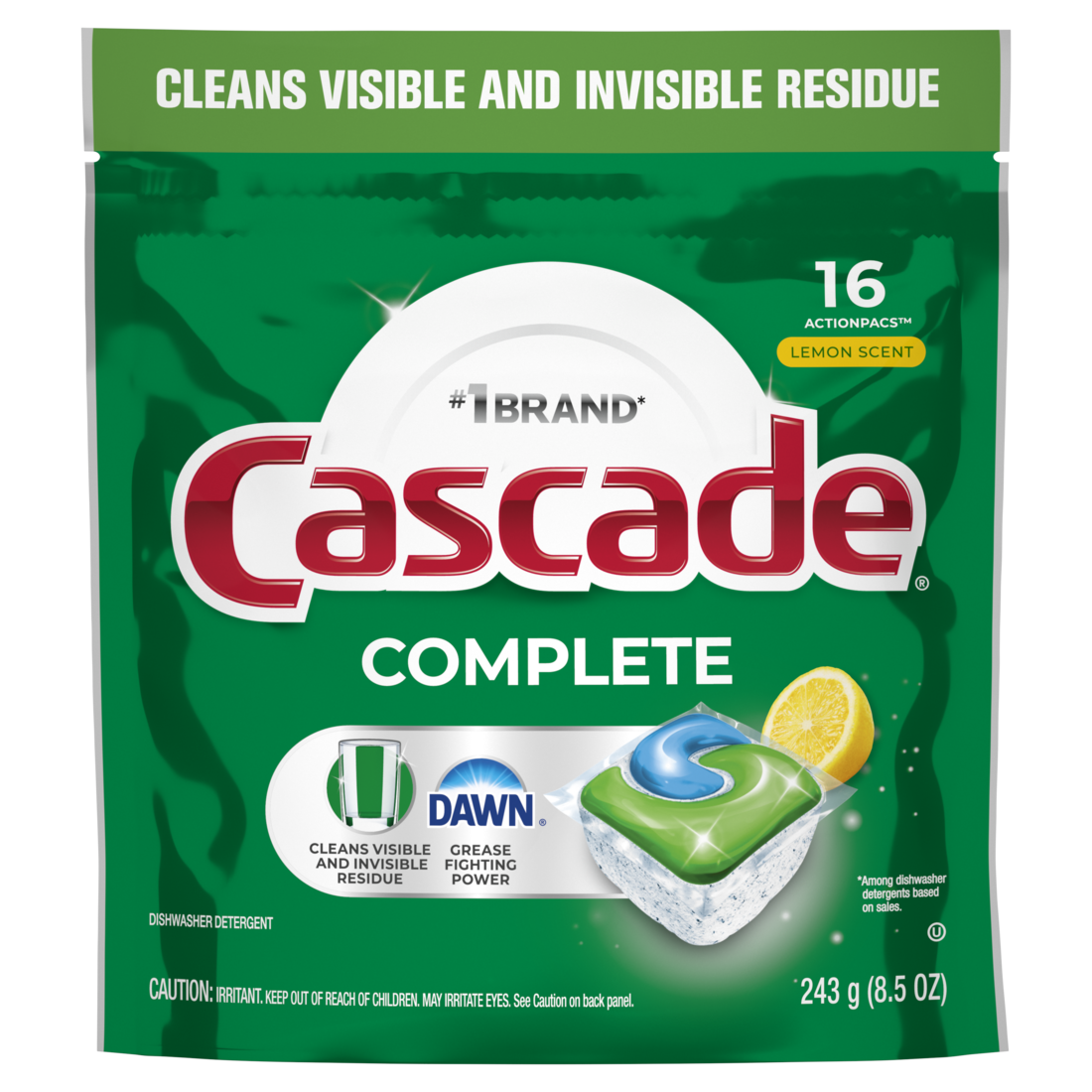 Cascade Complete Dishwasher Pods Dishwasher Detergent Dish Detergent Soap Lemon - 16ct/4pk